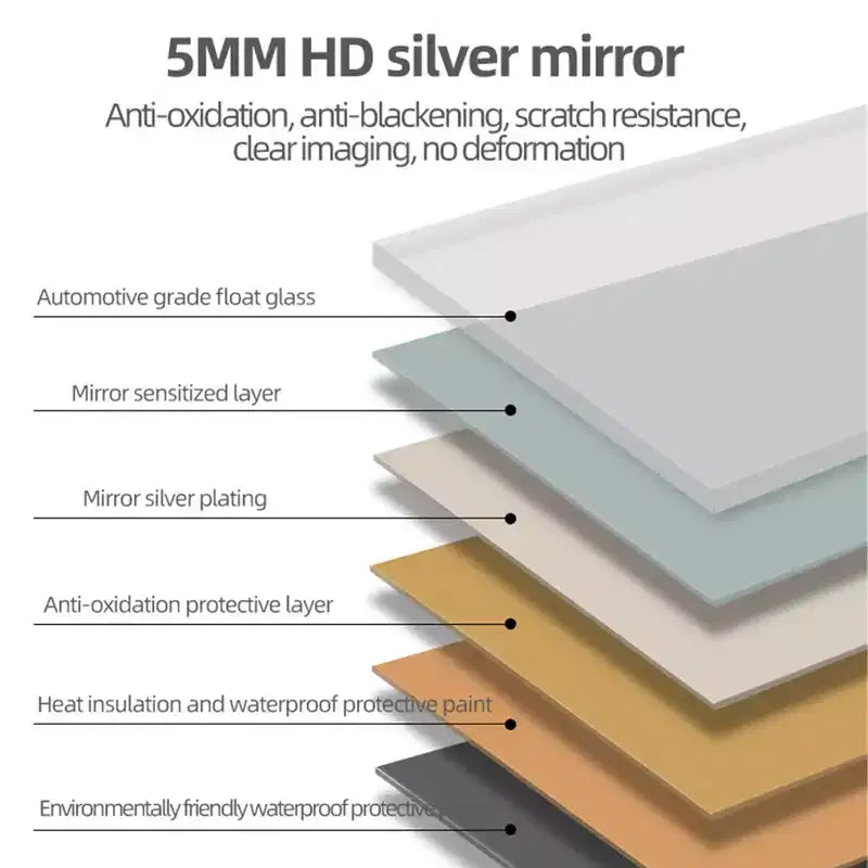 Miroir de courtoisie de salle de bain mural à LED arqué Whisen avec cadre en aluminium, affichage de la température et de l'heure, lumières à intensité variable et anti-buée - Noir