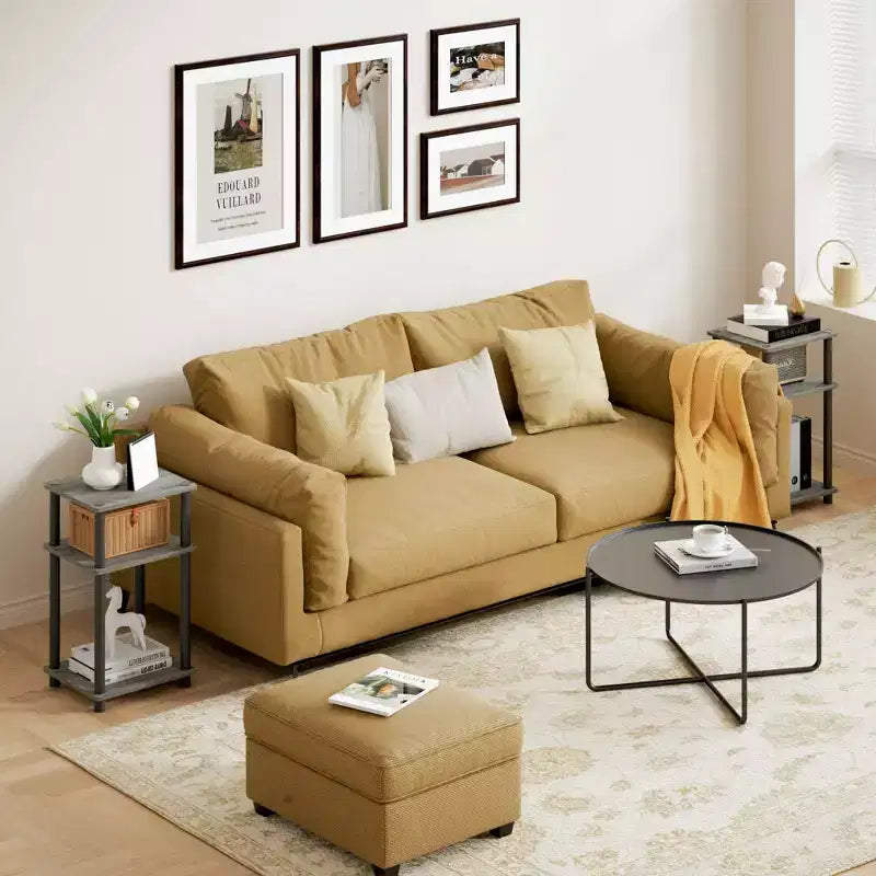 Table d'appoint réversible HOMLUX 3 niveaux avec étagère de rangement pour canapé-lit