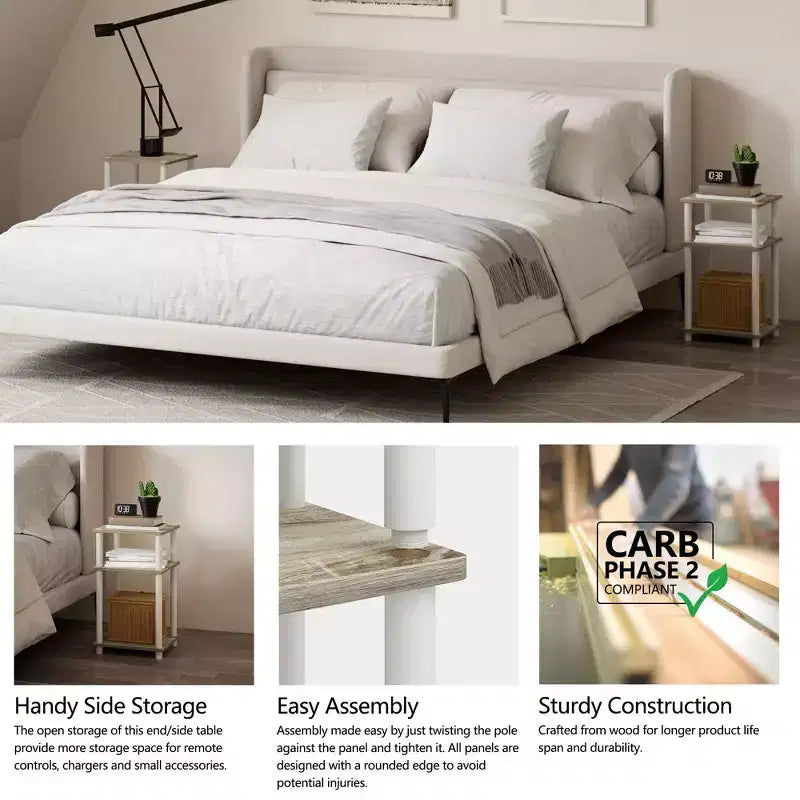 Table d'appoint réversible HOMLUX 3 niveaux avec étagère de rangement pour canapé-lit