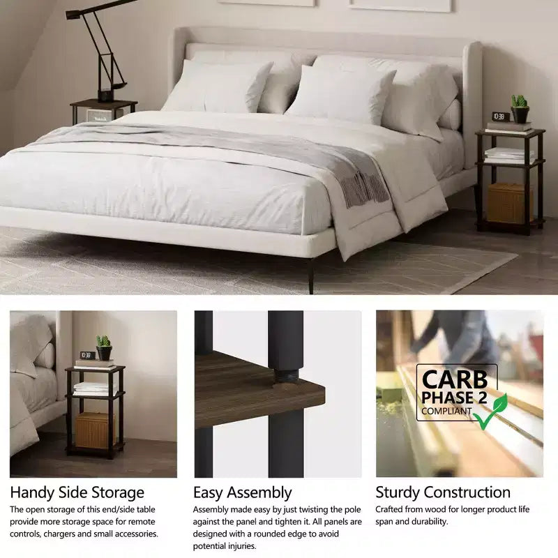 Table d'appoint réversible HOMLUX 3 niveaux avec étagère de rangement pour canapé-lit
