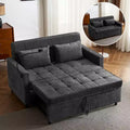 Bestier 56.9 Convertible Sleeper Sofa Bed, Upholstered Pull Out Sofa with USB and Adjustable Backrest, Foldable Couch Bed for Living Room-Black
