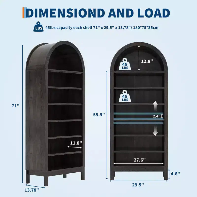 Meuble à chaussures arqué COZONY 71, étagère à chaussures réglable à 7 niveaux avec étagères ouvertes, organisateur d'entrée