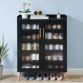 Shoe Storage Cabinet with Glass Doors, 5-Tier Shoe Cabinet with Sturdy Support Legs, Shoes Rack Organizer Cabinet for Living room, Entryway