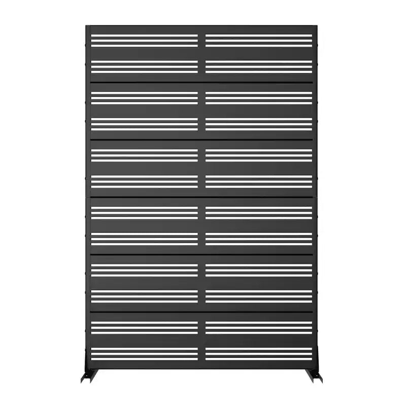 MAYEERTY Paravent Harold Large 1 Étroit 2 Type B Persiennes Tôle galvanisée noire 72x47x16po Ensemble de 6 pièces Ensemble de 3 pièces