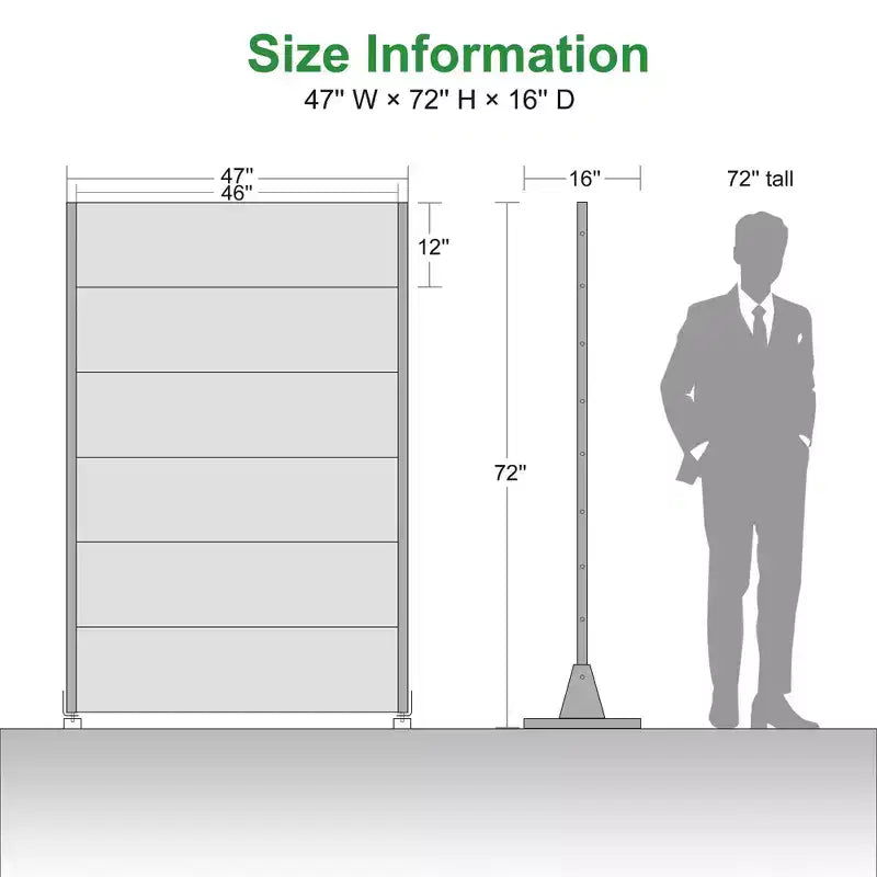 MAYEERTY Paravent Harold Large 1 Étroit 2 Type B Persiennes Tôle galvanisée noire 72x47x16po Ensemble de 6 pièces Ensemble de 3 pièces