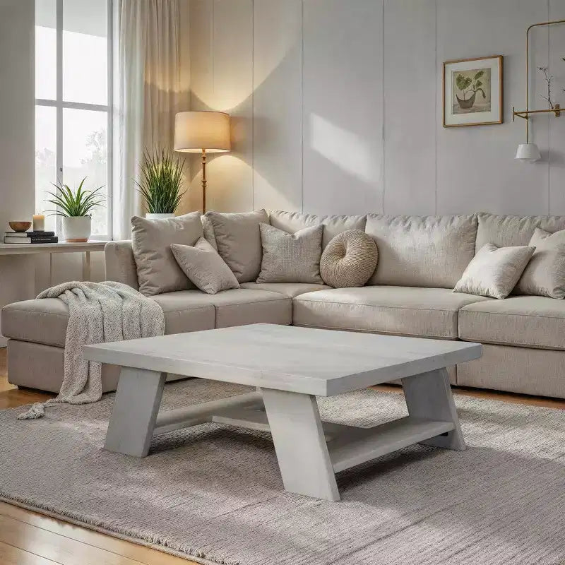 Table basse carrée Royal Hampton 40 | Bois de manguier | Pieds angulaires audacieux