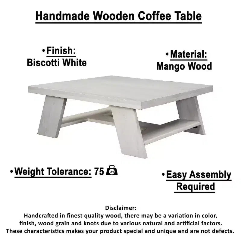 Table basse carrée Royal Hampton 40 | Bois de manguier | Pieds angulaires audacieux