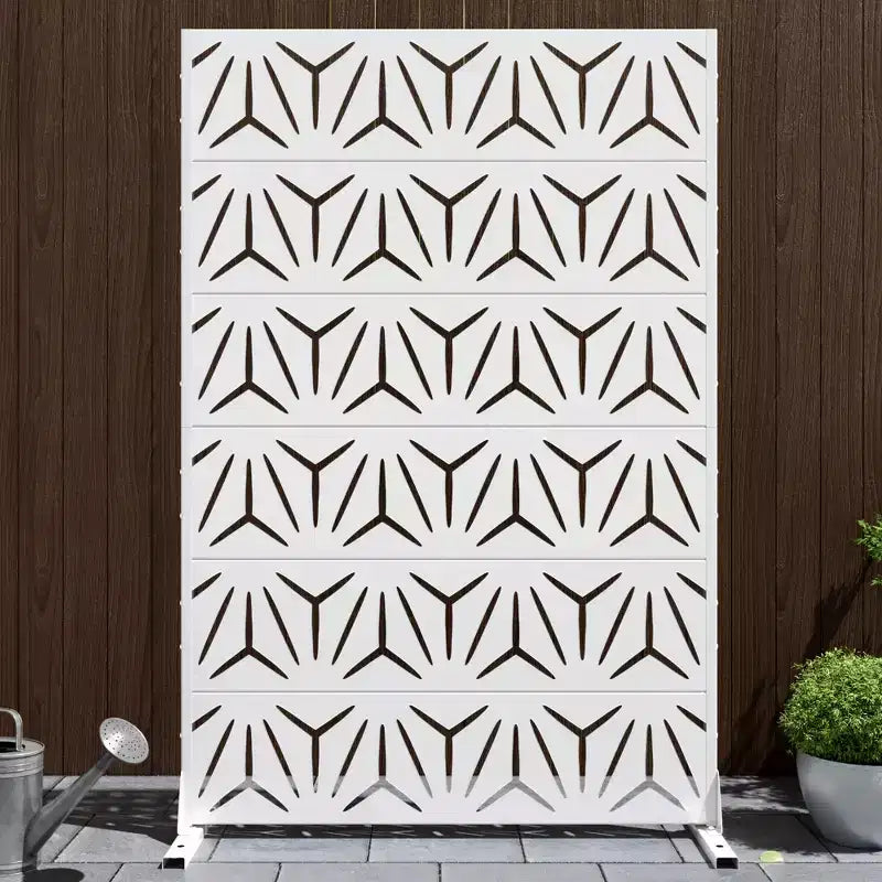 MAYEERTY Galvanized Steel Privacy Screens Outdoor and Indoor Divide with Freestanding Decorative White