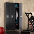 Metal Locker with 3 Doors, Ventilated Storage Locker with Lock for Garage, Gym, and Office