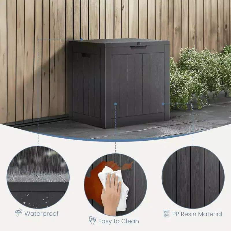 MAYEERTY Boîte de rangement extérieure 117 L en résine résistante aux intempéries avec serrure pour intérieur et extérieur