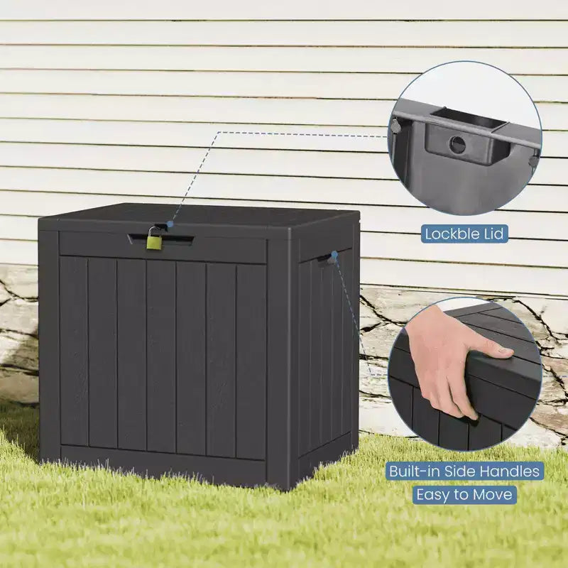 MAYEERTY Boîte de rangement extérieure 117 L en résine résistante aux intempéries avec serrure pour intérieur et extérieur