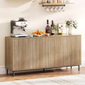 Fluted Sideboard Buffet Cabinet with 4 Doors, Adjustable Shelves and Metal Legs, for Living Room Dining Room