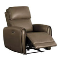 Royal Hampton Power Recliner Chair, Light Brown Faux Leather, Contoured Arms