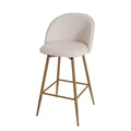 HomeRoots 27 Beige and Oak Fabric and Metal Low Back Counter Height Swivel Bar Chair