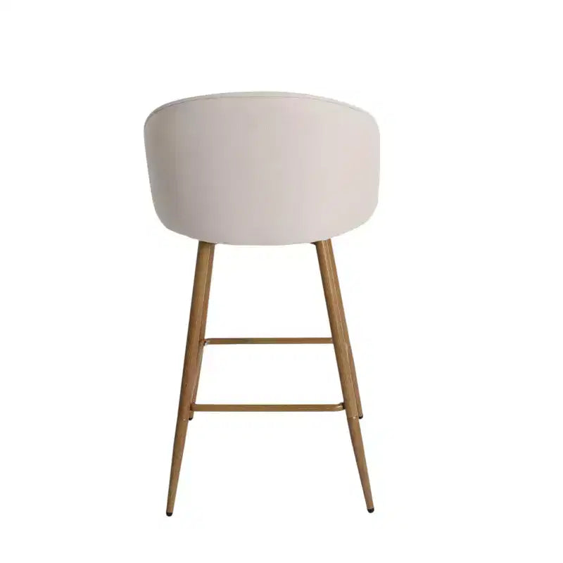 Chaise de bar pivotante HomeRoots 27, dossier bas, en tissu beige et chêne, et métal, hauteur comptoir
