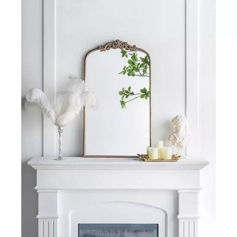 Miroir mural baroque octogonal doré - Fixation simple