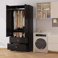 MDF 2-Door 2-Wardrobe Cabinet Flat Panel Design Durable and Stylish Storage Solution Perfect for Home Organization