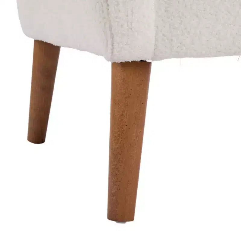 Fauteuil d'appoint à oreilles en tissu peluche ivoire, 1 place