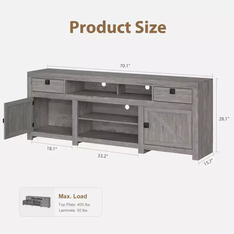TV Stand for Tv Up to 203.2 cm, Farmhouse Entertainment Center with Storage Drawer, Television Consoles Stands for Living Room, Bedroom