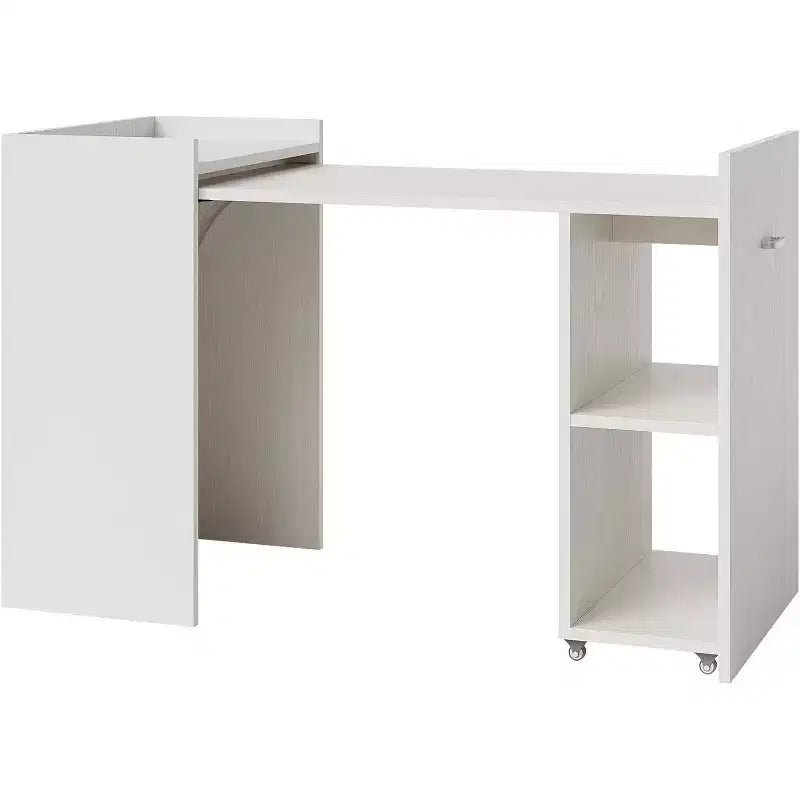 Bureau d'ordinateur pliant compact avec tiroir et étagères de rangement, petit bureau de télétravail pour l'étude, le jeu, la chambre d'étudiant et l'appartement