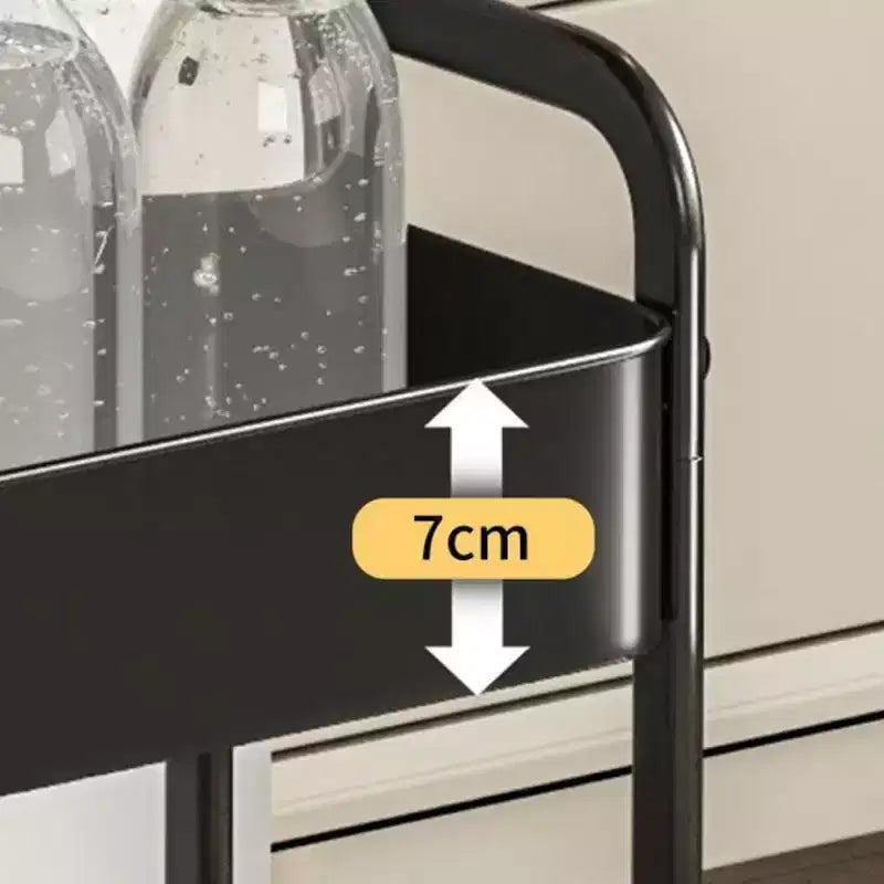 Desservante roulante à 3 niveaux avec plateau – Noir/Blanc, 3 niveaux, utilisation multi-pièces