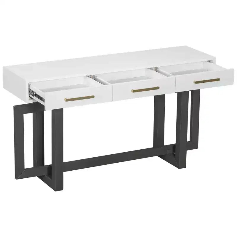 Console moderne avec 3 tiroirs – Noir / Gris / Blanc – 145 cm de large