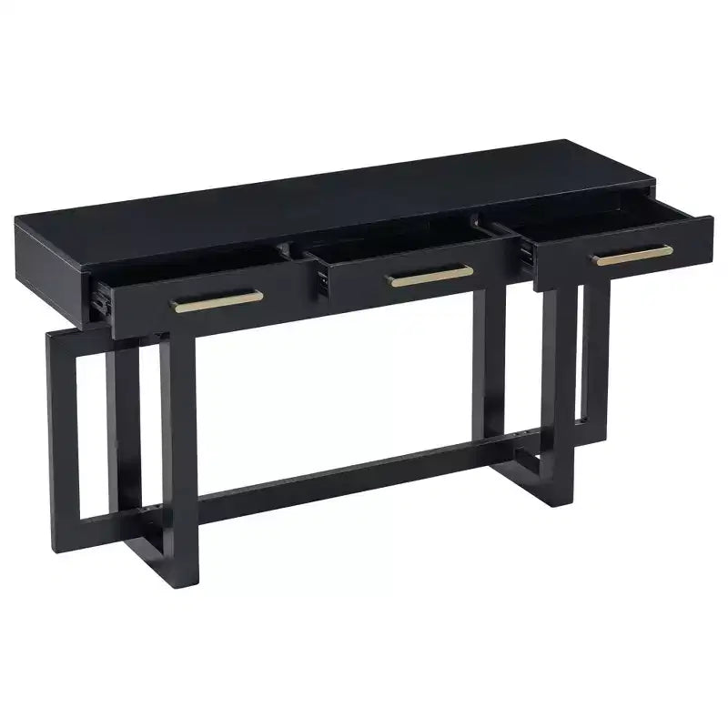 Console moderne avec 3 tiroirs – Noir / Gris / Blanc – 145 cm de large