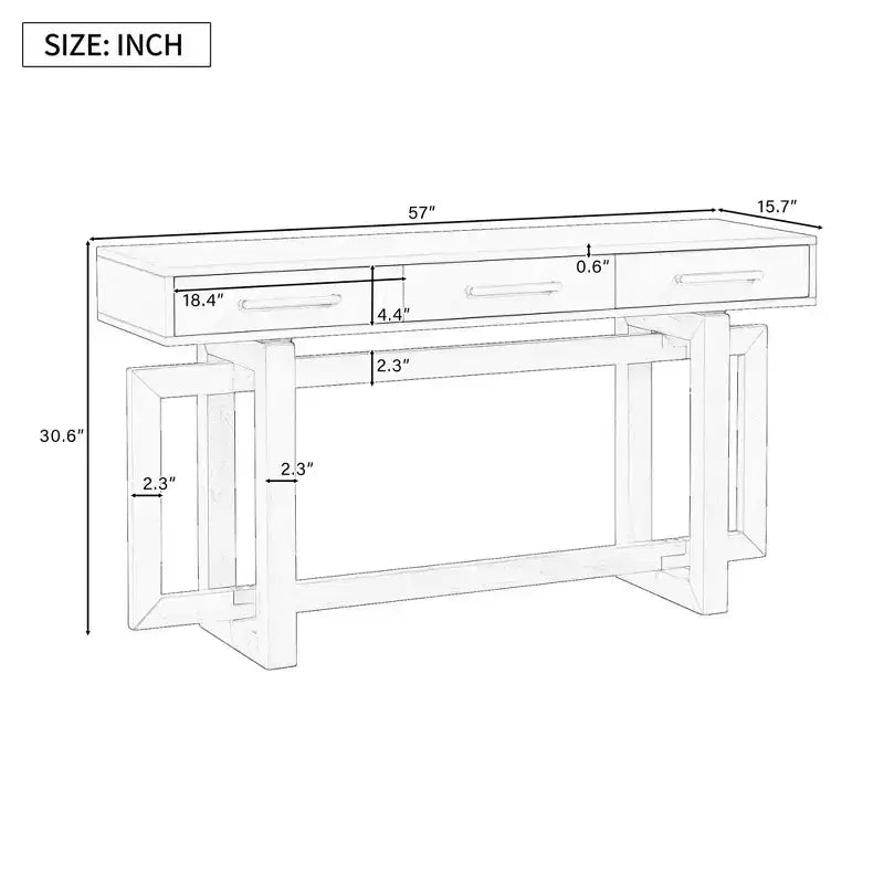 Console moderne avec 3 tiroirs – Noir / Gris / Blanc – 145 cm de large