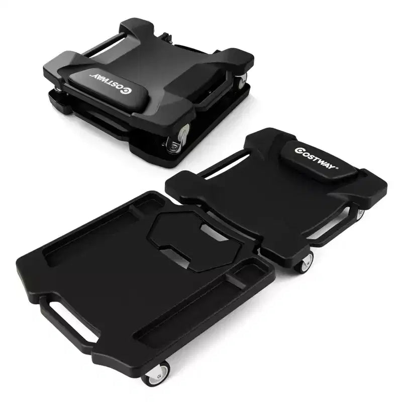 Costway 43 Inches Mechanic Creeper with Padded Headrest & Tool Trays, 350 LBS Max Load Black