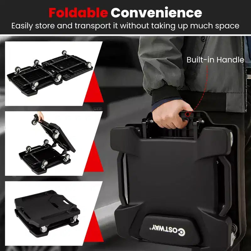 Costway Chariot de mécanicien 43 pouces avec appui-tête rembourré et plateaux à outils, charge maximale 159 kg, noir