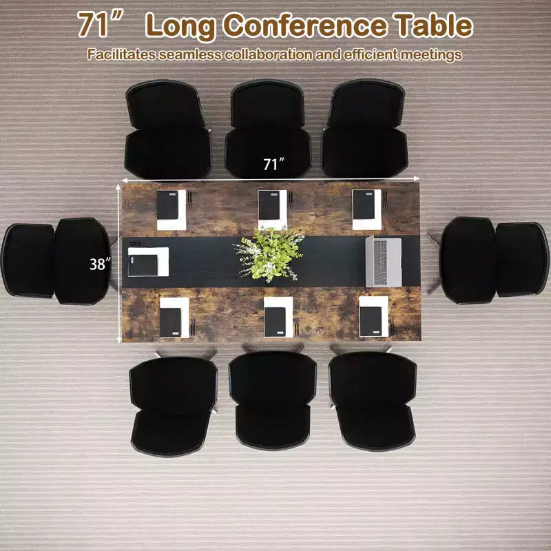 Costway Table de conférence 1 ou 2 pièces de 1,80 m avec passe-câbles et étagère de rangement pour salle de réunion et bureau