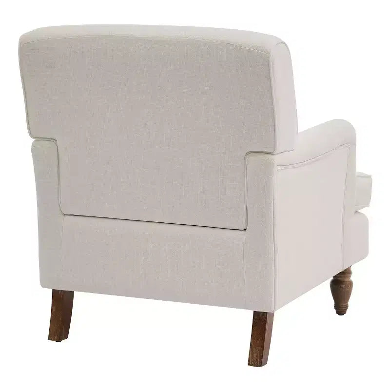 Fauteuil rembourré en tissu de lin TUYOHW, fauteuil de salon avec pieds antiques en bois massif, fauteuil d'appoint pour salon, chambre, coin lecture