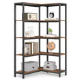 VASAGLE 5 Tier Bookshelf with Metal Frame, Convertible Industrial Corner Shelf, 9.4 x 40.2 x 55.9 Inches, Rustic Brown and Ink Black