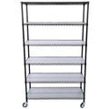 VIYET 6 Tier 6000LBS NSF Metal Wire Shelving, Heavy Duty Adjustable Rack with Wheels & Shelf Liners (Black, 84H48L20D)