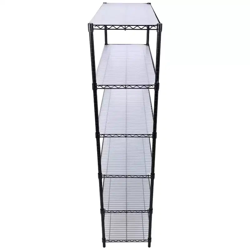 Étagère métallique robuste noire à 6 niveaux avec roulettes, 213 cm (H) x 122 cm (l)