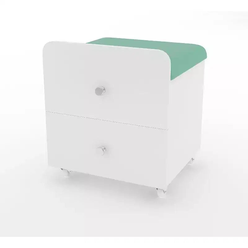 Vanity Stool with Storage Drawer & Lockable Wheels, Padded Square Makeup Chair and Side Table for Bedroom, Living Room, or Vanity Area