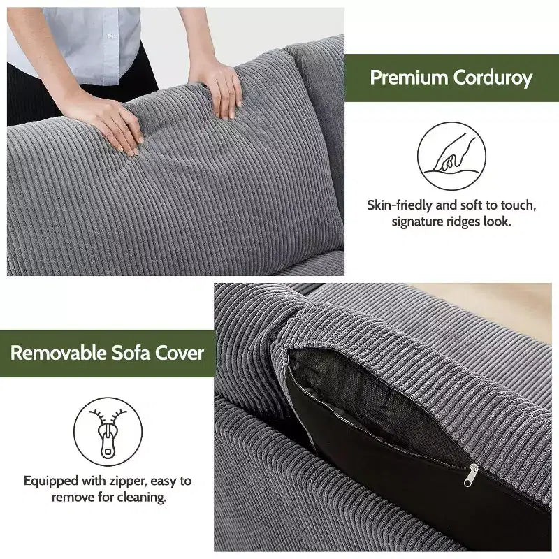 Dyonery Canapé deux places 68, Canapé moderne du milieu du siècle avec coussin à ressorts, cadre en bois massif, assemblage sans outils