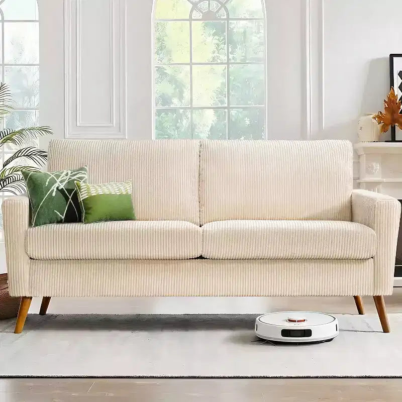 Dyonery 68 Loveseat Sofa Couch, Mid-Century Modern Loveseat Comfy Sofa with Spring Cushion, Solid Wood Frame, Tool-Free Assembly