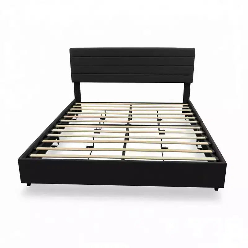 Bed Frame with 4 Storage Drawers and Velvet Upholstered Headboard