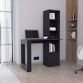 TUYOHW 25 Bureau d'ordinateur, Bureau à domicile avec bibliothèque à 4 niveaux, 1 armoire, grande surface de travail, bureau d'écriture pour chambre, étude, petits espaces