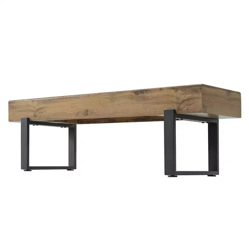 Banc en bois ultra-épais Polibi avec base en métal et pieds antidérapants