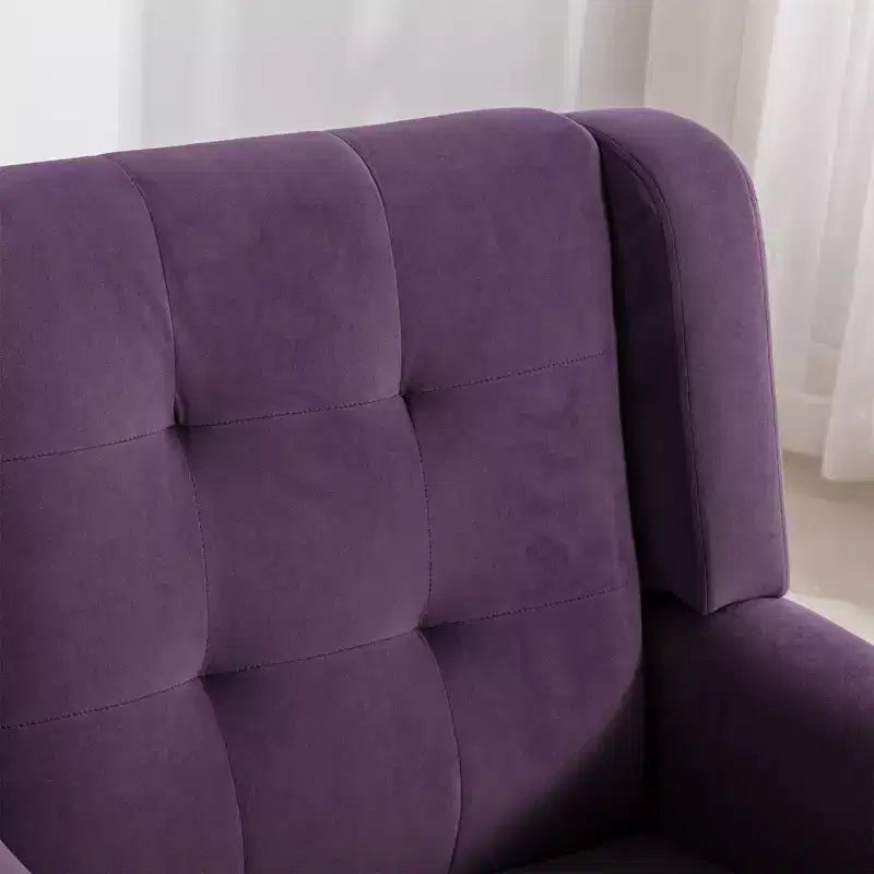 Fauteuil d'appoint en velours Etokfoks 75W x 75D x 88H, assise rembourrée, dossier incurvé, pieds en bois noir pour salon chambre
