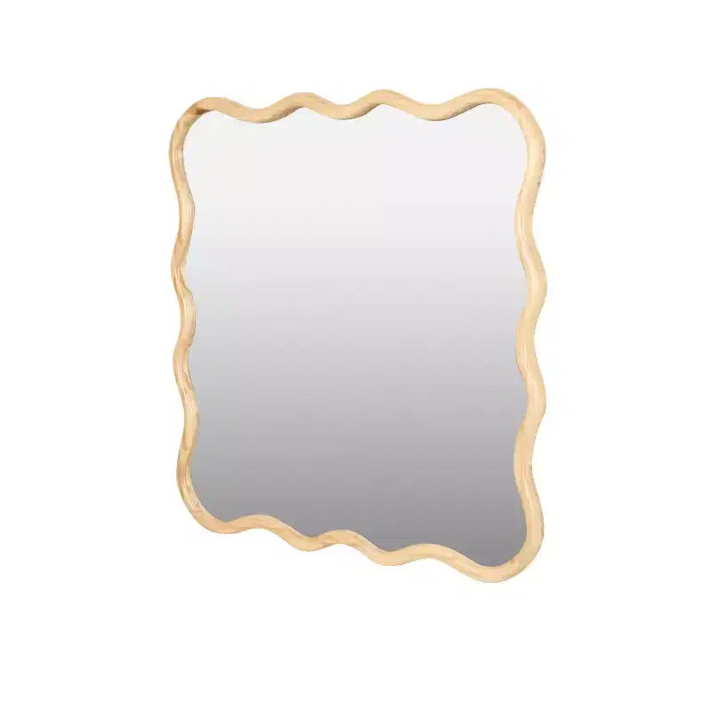 Miroir mural ondulé carré de 36 po, Miroir décoratif moderne en bois massif avec cadre ondulé pour entrée, chambre à coucher - Panipeachy