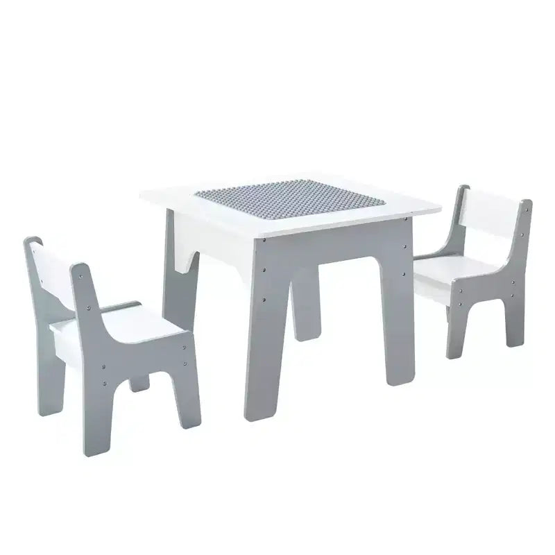 Table d'activités pour enfants 4 en 1 Etokfoks et ensemble de 2 chaises avec plateau réversible, tableau noir, tableau blanc, surface de blocs et rangement pour les 3 ans et plus
