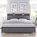 Bed Frame with Headboard and Storage, Drawers Platform Bed Frames with Outlets, Sturdy, Noiseless, No Box Spring Needed, Easy Assembly