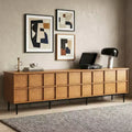 86.61 Mid Century Modern Grid Front TV Stand for TVs up to 90 - Walnut Gaoyangjiaju