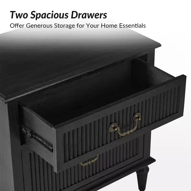Table de chevet 2 tiroirs Hortensia – ANTHRACITE
