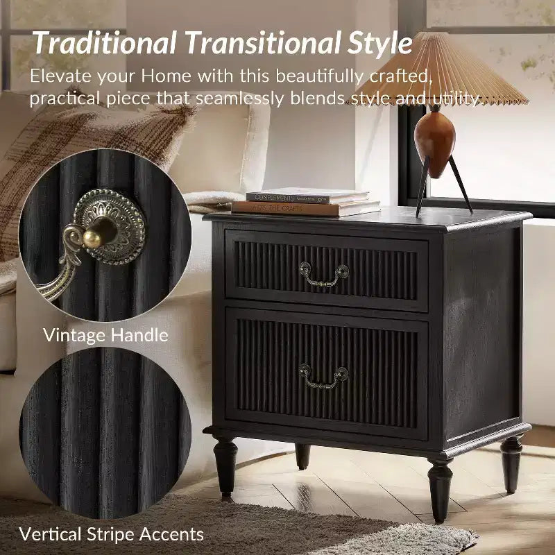 Table de chevet 2 tiroirs Hortensia – ANTHRACITE