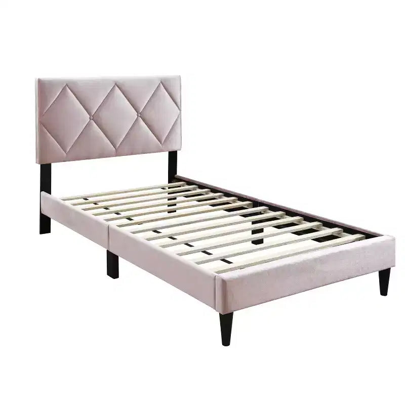 Cadre de lit plateforme moderne en velours Olivia de GDFStudio avec tête de lit réglable