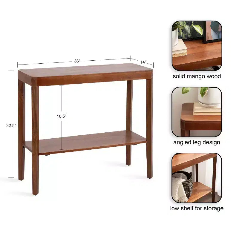 Console en bois Kate and Laurel Talcott, 36x14x33, Noyer brun